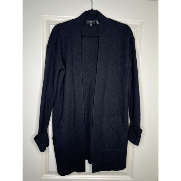 Theory 100% Cashmere Open Front Duster Cardigan Black Size Small - Picture 1 of 6